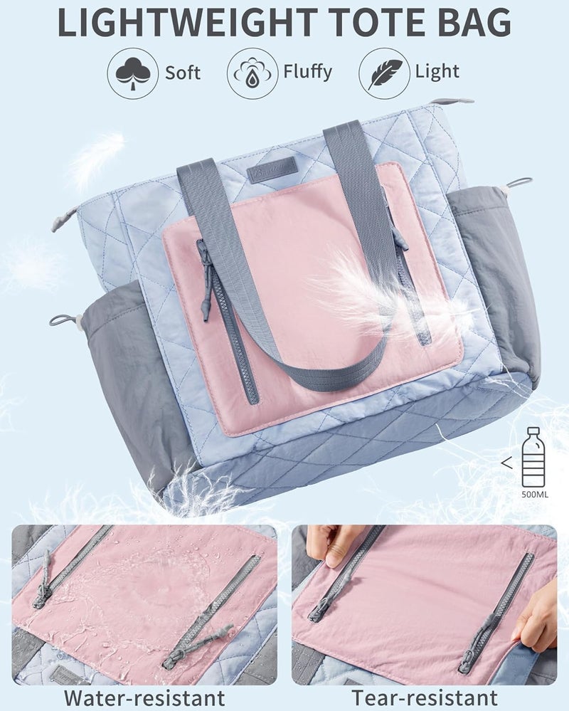 Bagstellar Puffer Tote Bag for Women, Lightweight Puffy Work Laptop Handbag Teacher Nurse Quilted School Daily Travel Gym Bag | Durable, with Zipper, 15.6" Laptop Sleeve, Large Tumbler Holder, Daily Carry On Bags, Comfy College Bags, Portable, Spacious - Image 3